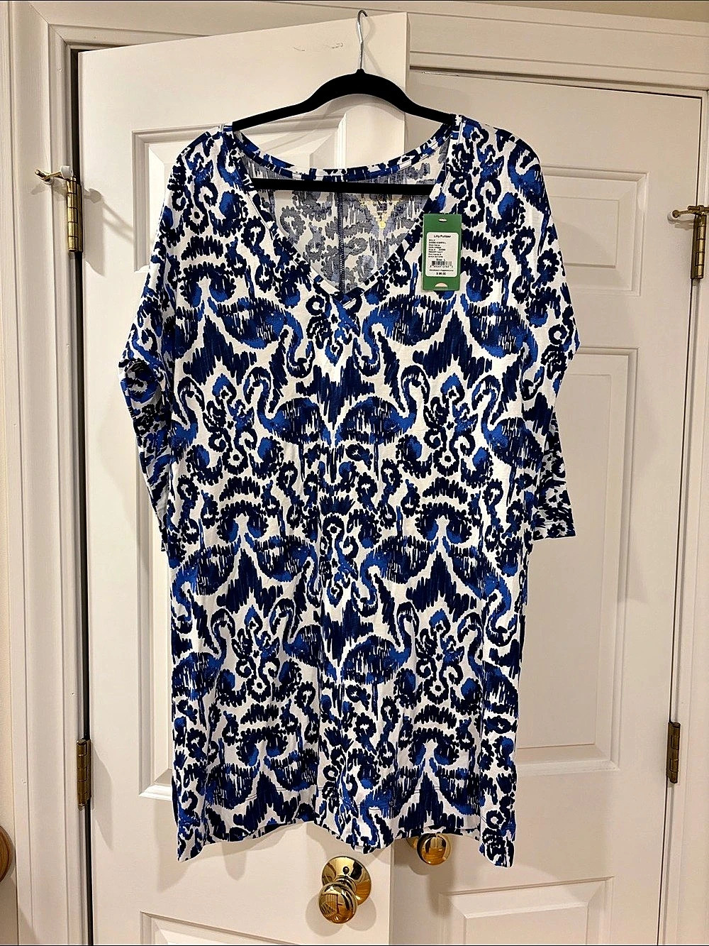 Lilly Pulitzer Cori Dress Resort Navy Blue & White Dress Size large